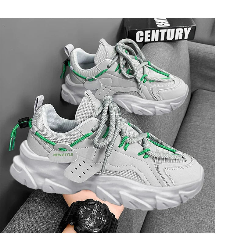 Men's Breathable Casual Sneakers - Thick Soled Soft Soles Tennis Shoes for Outdoor Running & Comfort
