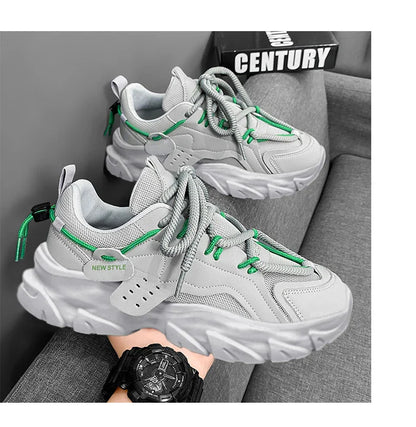 Men's Breathable Casual Sneakers - Thick Soled Soft Soles Tennis Shoes for Outdoor Running & Comfort