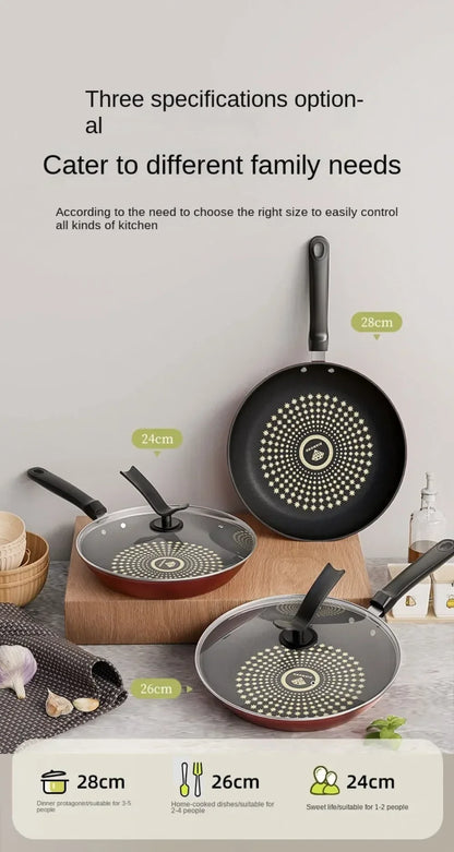 Crystal Diamond Non-Stick Frying Pan with Lid – Multi-Functional Iron Cookware for Gas & Induction