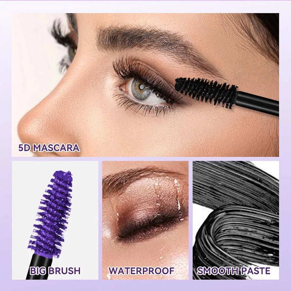 Red Wine Brown 5D Mascara — 3D Curling, Waterproof, Non-Smudge, Fast-Dry Eyelash Extension Makeup