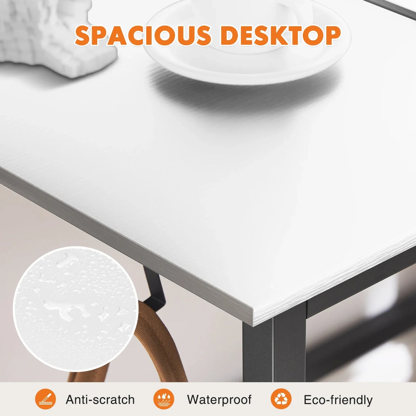 Computer Desk – Modern Compact Writing & Gaming Table with Side Bag, Headphone Hook, Easy Assembly