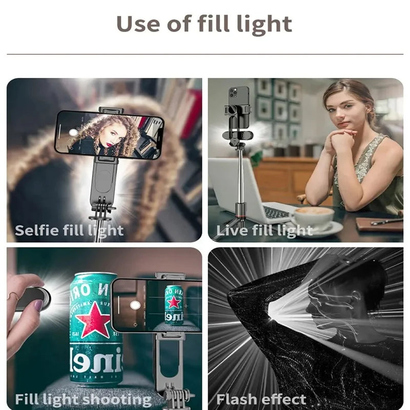 FANGTUOSI 2025 L15 Wireless Selfie Stick Tripod – Foldable Monopod with LED Light for Smartphones, TikTok & Live Shooting