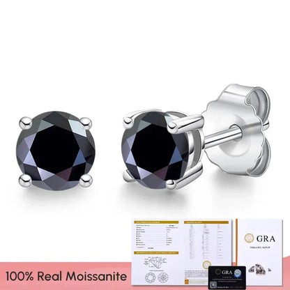Real Moissanite Diamond Stud Earrings 0.1–3CT – S925 Silver, Platinum Plated Wedding & Bridal Jewelry, GRA Certified