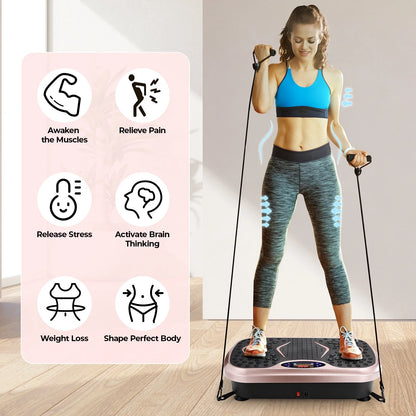 Vibration Plate Exercise Machine – Whole Body Fitness Platform with Loop Bands for Home Workout
