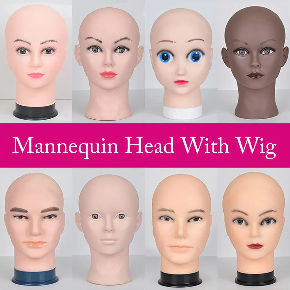 Mannequin Head Wig Stand — Adjustable Tripod Holder for Wig Making, Display, and Cosmetology Training
