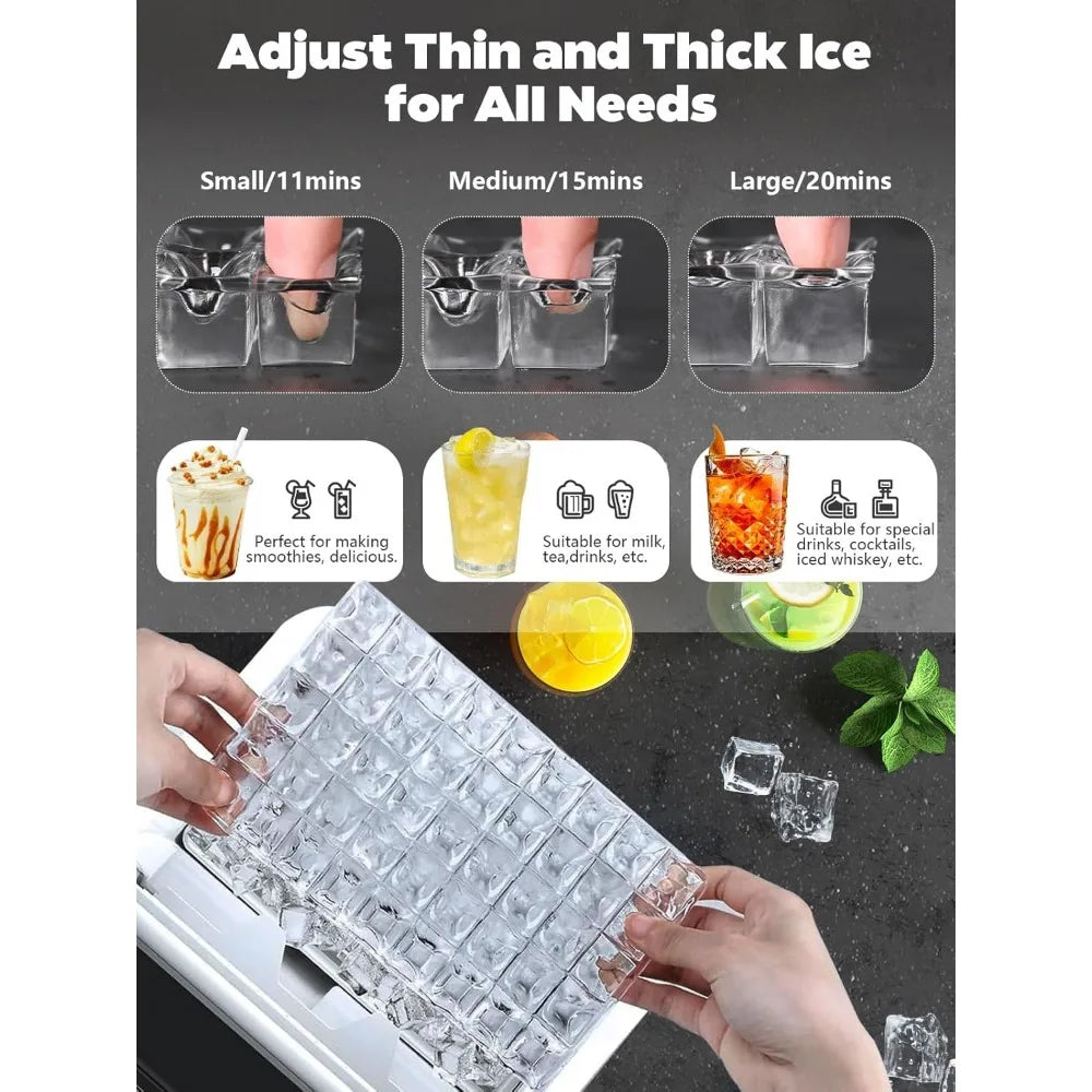 45LB Countertop Ice Maker – Self-Cleaning, Size Control, 24Hr Timer, Stainless Steel for Home Bar & RV