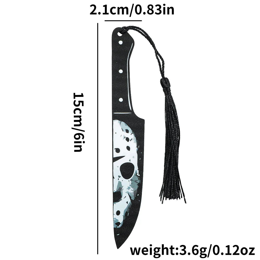 Horror Movie Fan Bookmark — Knife-Shaped Acrylic Bookmark with Tassel for Study & Reading