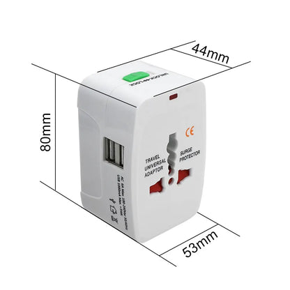All-in-One International Plug Adapter — AU, US, UK, EU Converter with 2 USB Ports for World Travel