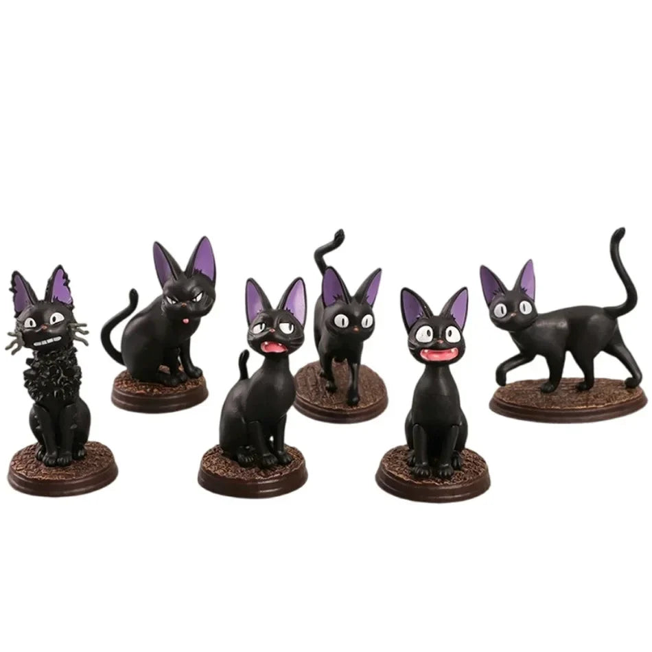 6PCS Cartoon Black Cat PVC Figure Set — Jiji/Gigi Action Dolls, Hayao Miyazaki Collectible Toy for Kids Birthday Gift