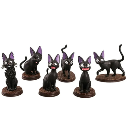 6PCS Cartoon Black Cat PVC Figure Set — Jiji/Gigi Action Dolls, Hayao Miyazaki Collectible Toy for Kids Birthday Gift