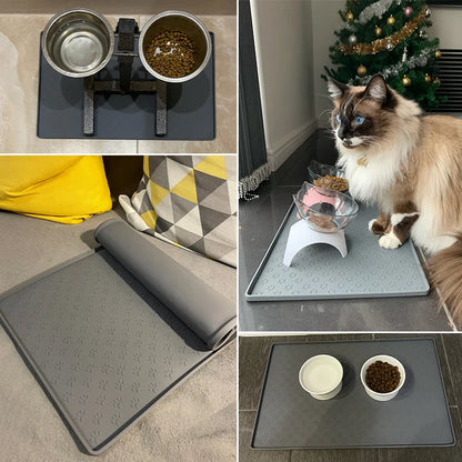 Silicone Pet Placemat: Waterproof Dog and Cat Feeding Mat - Protects Floors from Spills, Ideal for Food and Water Bowls