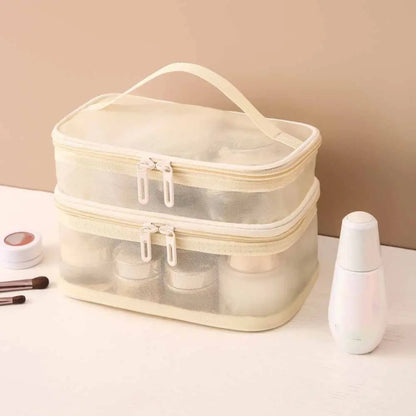 Fashion Transparent Mesh Travel Cosmetic Bag — 1/2/3 Layer Large-Capacity Makeup Organizer & Women’s Toiletry Bag