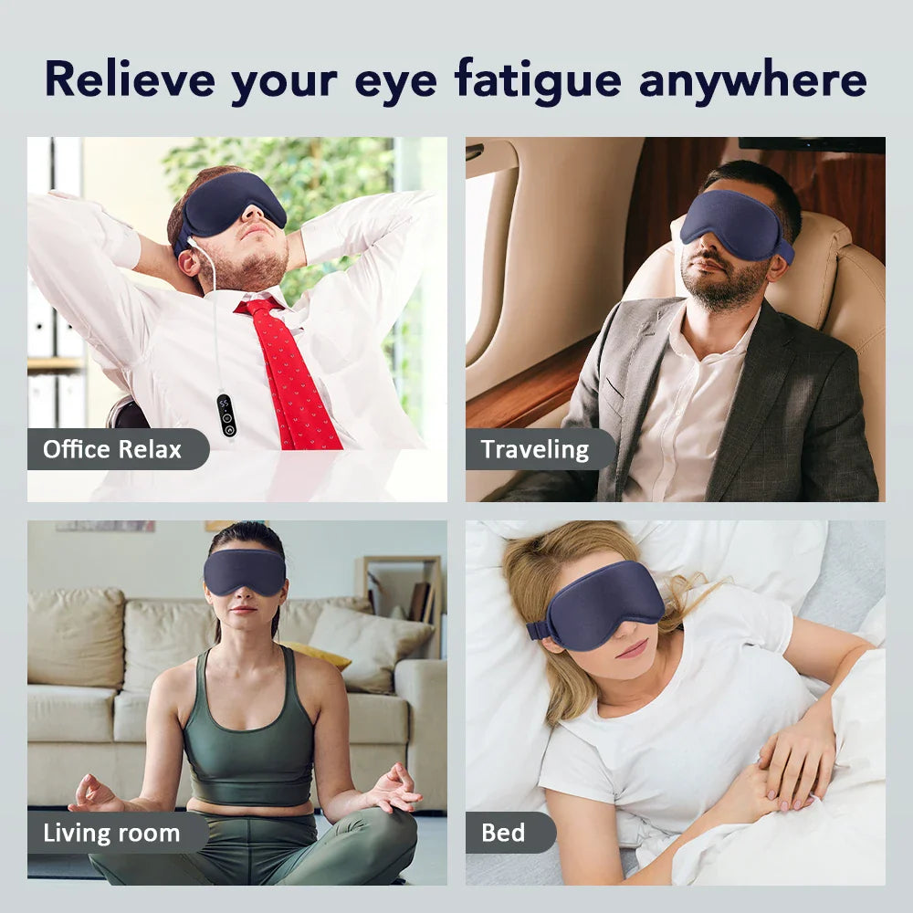 3-Level Electric Steam Eye Mask — Hot Compress, 3D Massage, Smart Temperature & Timing, Sleep Shading & Eye Relief