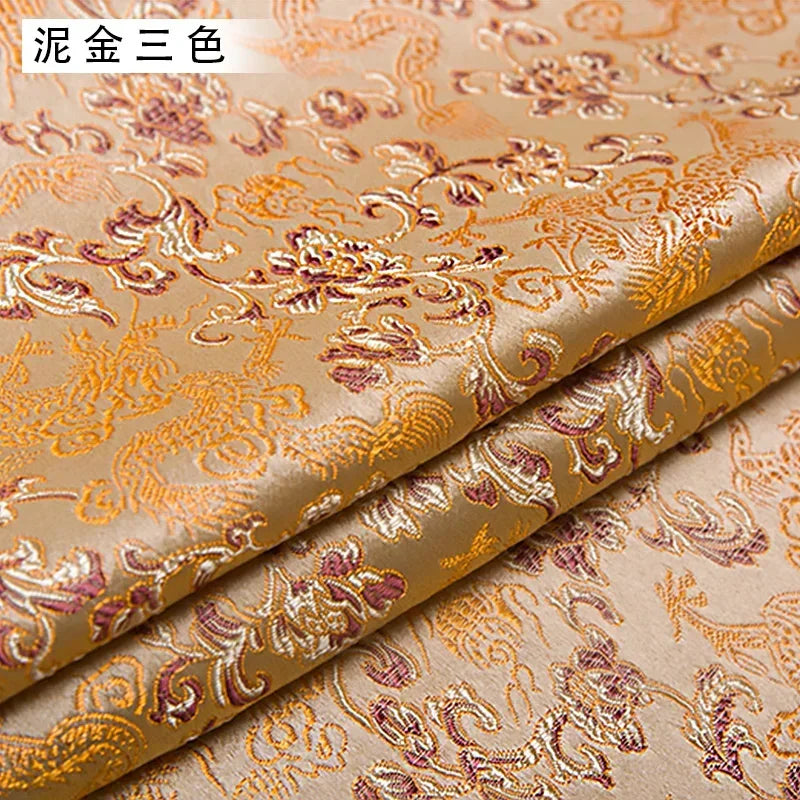 0.5/1/2m Brocade Satin Fabric — Dragon Pattern Material for Sewing, DIY Crafts, Gift Boxes & Patchwork