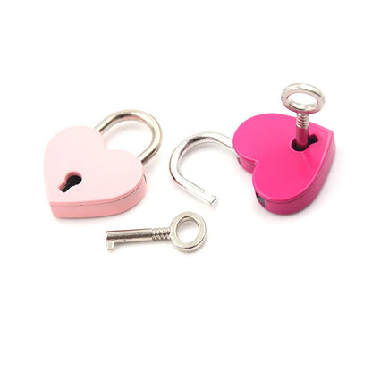 30x39mm Antique Heart-Shaped Padlock – Vintage Pink Romantic Key Lock for Diaries, Weddings, and Jewelry