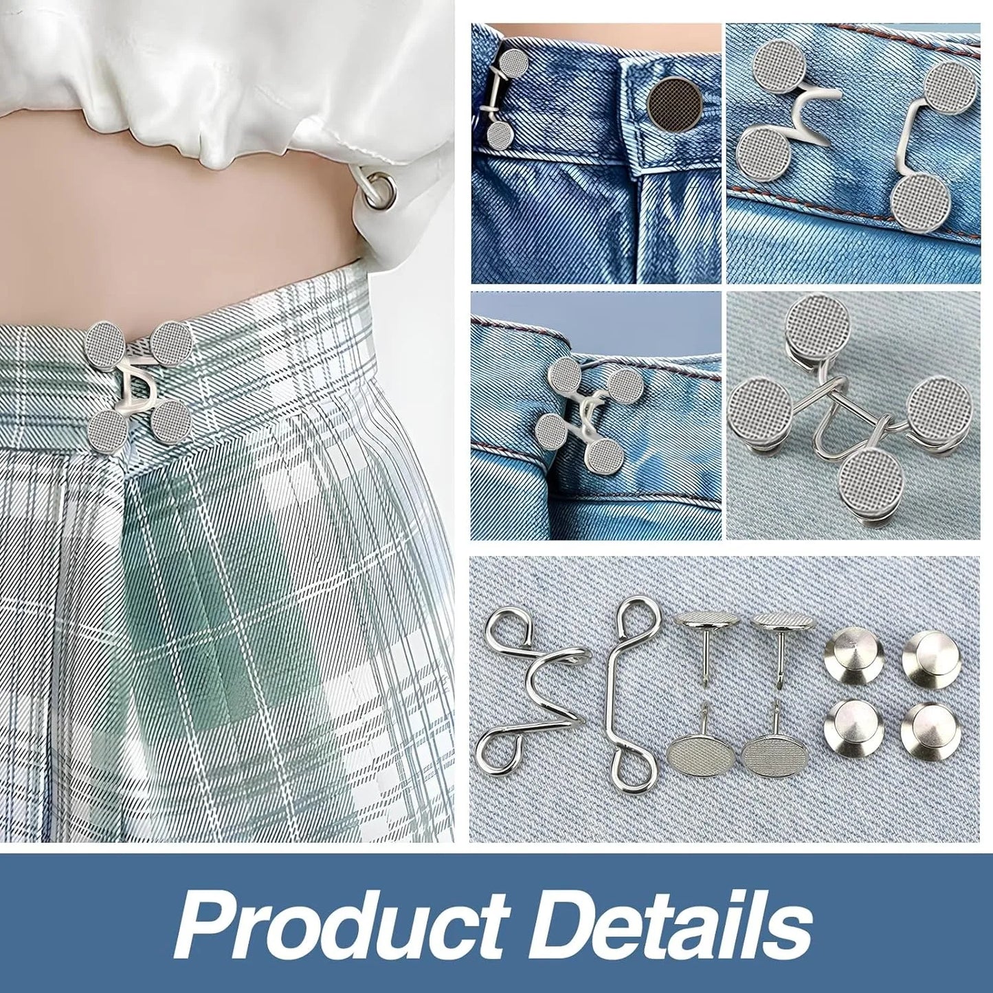 Jeans Button Waist Tightener - Adjustable Pants Button Pins for a Smaller Waist