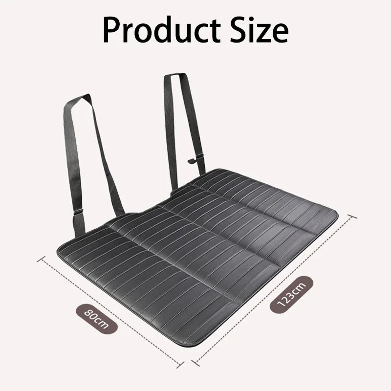 Foldable Car Travel Bed for Rear Seat – Wear-Resistant PU Sleeping Pad Mattress for SUV & Sedan Trips