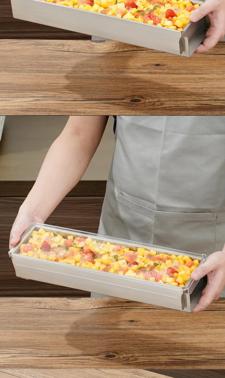 Tiramisu Removable Cake Mold Set — Stainless Steel Stand, Long Tray & Shovel Tool for Baking, Kitchen Accessories