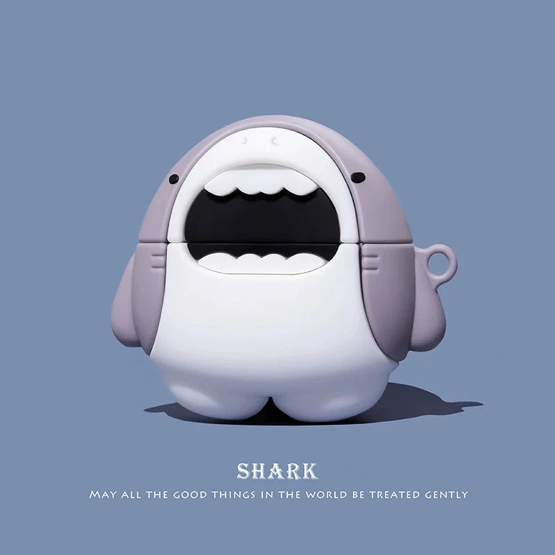 Crayons Shark Dog Silicone Case for AirPods 1/2/3/4 & Pro/Pro 2 — Cute Protective Earphone Cover