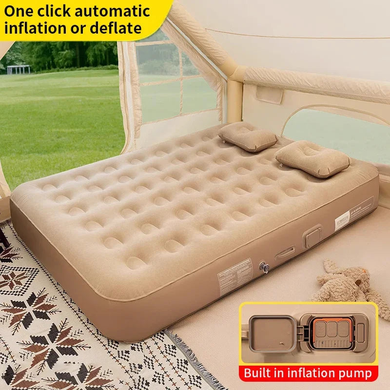 New Inflatable Air Mattress – Built-in Pump Self-Inflating Double Sleeping Pad for Camping or Indoor Use