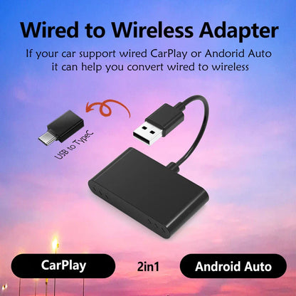 NEW 2-in-1 Wireless Mini Box - CarPlay & Android Auto Adapter | Smart Plug and Play Dongle with Bluetooth & WiFi Fast Connect