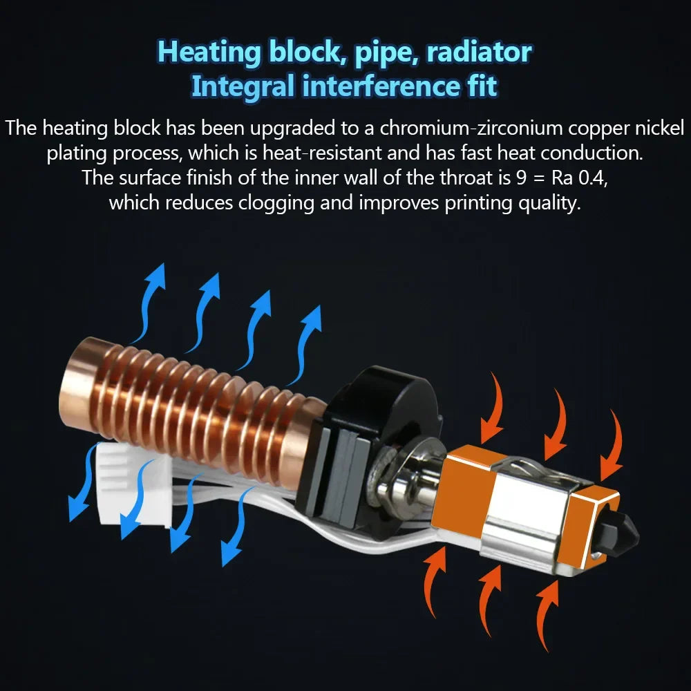 Hotend for Flashforge Adventurer 5M/5M Pro – Ceramic Heating Block Kit, 280℃ Hot End, Hard Steel Nozzle 3D Printing Parts