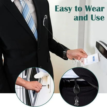Metal Heavy Duty Retractable Badge Reel Holders: Carabiner Belt Clip with Key Ring - Ideal for ID Cards, Name Holders & Keychains