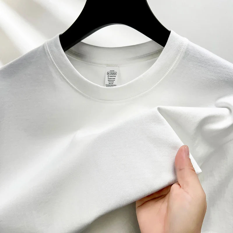 100% Pure Cotton Men’s Summer T-Shirt – High-End Short Sleeve Round Neck Breathable Fashion Top