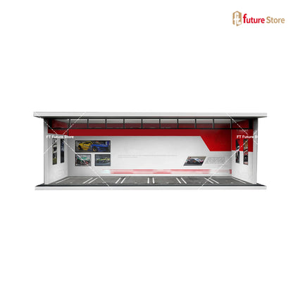 1:64 Scale Garage Scene Model with Lights – Assembled Parking Lot Diorama for Miniature Car Display