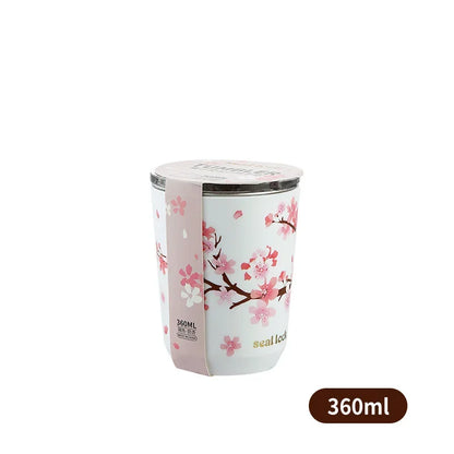 Cherry Blossom Stainless Steel Thermal Travel Mug – Leak-Proof Double Wall Coffee Cup with Lid