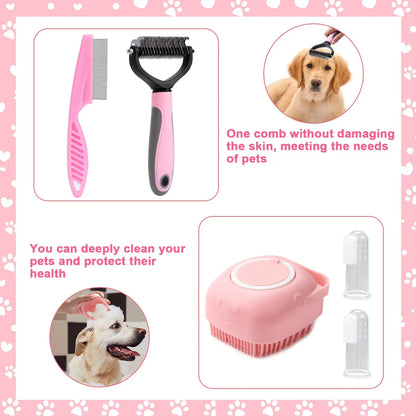 8-Piece Dog Grooming Set: Self-Cleaning Brush, Nail Clippers, Flea Comb, Shampoo Bath Brush, Pet Care Essentials
