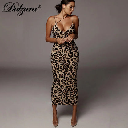 Dulzura Women’s Leopard Bodycon Midi Dress – Party, Club & Evening Streetwear Summer 2024 Wholesale