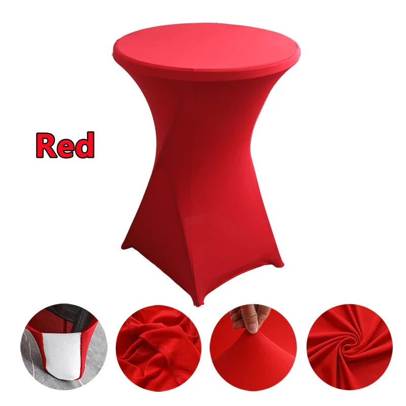 Spandex Round Tablecloth - Stretch Elastic Cocktail Table Cover for Wedding, Party, Hotel & Event Decor