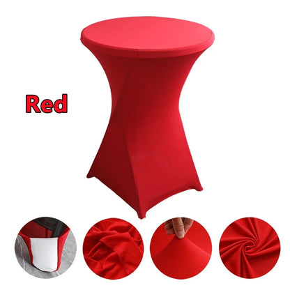 Spandex Round Tablecloth - Stretch Elastic Cocktail Table Cover for Wedding, Party, Hotel & Event Decor