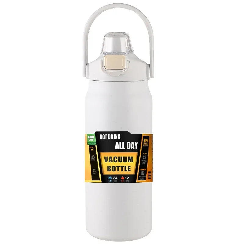 Outdoor Stainless Steel Thermos Bottle – 304 Vacuum Insulated Travel Mug with Straw, Hot & Cold Sports Water Tumbler Portable Flask
