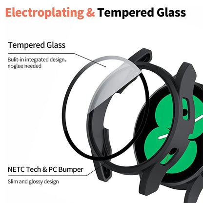 Tempered Glass & PC Bumper Case for Samsung Galaxy Watch 4/5/6/7/8 – Full Coverage Protective Cover (40mm & 44mm)