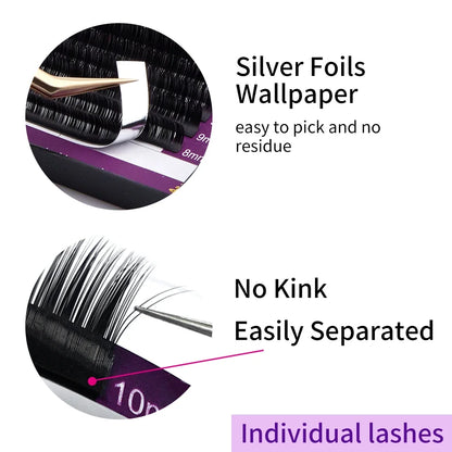 NAGARAKU 16 Rows Individual Eyelash Extensions - Soft Matte Natural False Lashes for Professional Makeup Beauty