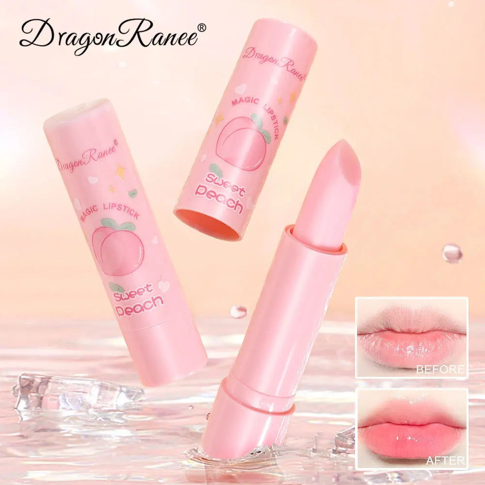 Peach Temperature Change Lip Balm – Clear Crystal Jelly Lipstick Tint, Moisturizing Anti-Dry Hydrating Lip Care