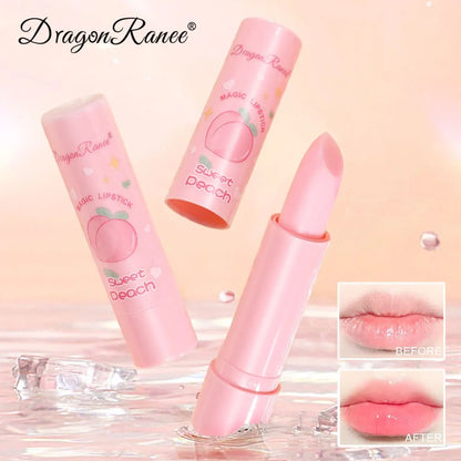 Peach Temperature Change Lip Balm – Clear Crystal Jelly Lipstick Tint, Moisturizing Anti-Dry Hydrating Lip Care