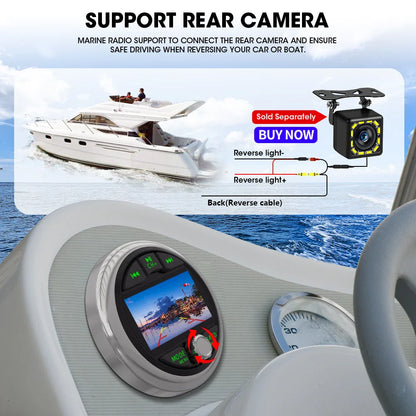 AKAMATE Boat Radio MP5 – Marine Stereo Media Player with AM/FM RDS, Bluetooth, AUX, MP3/MP4 Video Play for ATV, UTV, SPA, RZR