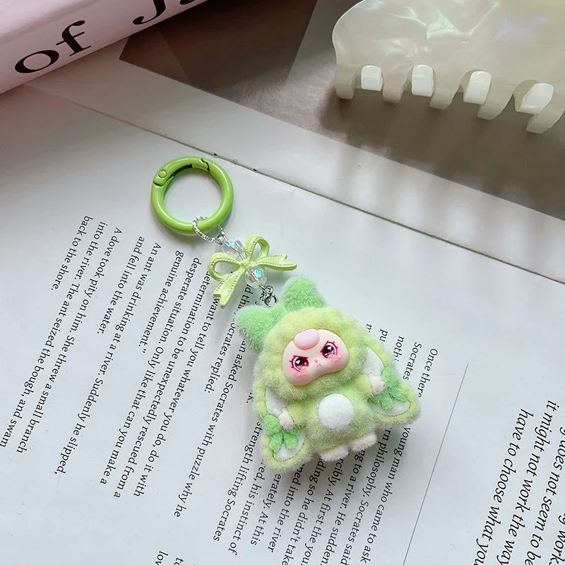 Plush Baby Keychain Bowknot Bag Pendant Hanging Charm for Phone Car Backpack Labobu Gift