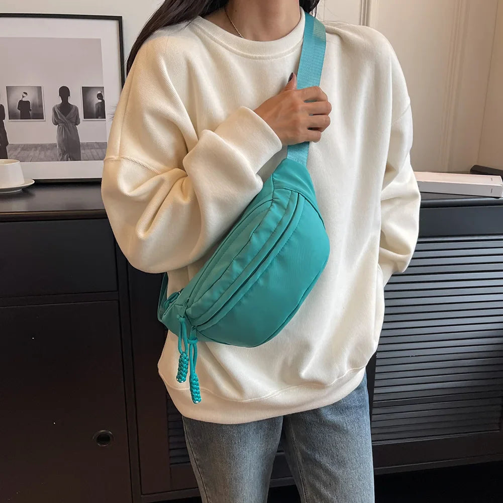 Women's Canvas Chest Bag - Sling Crossbody Waist Pack for Running, Casual Sport Half Moon Belt Bag