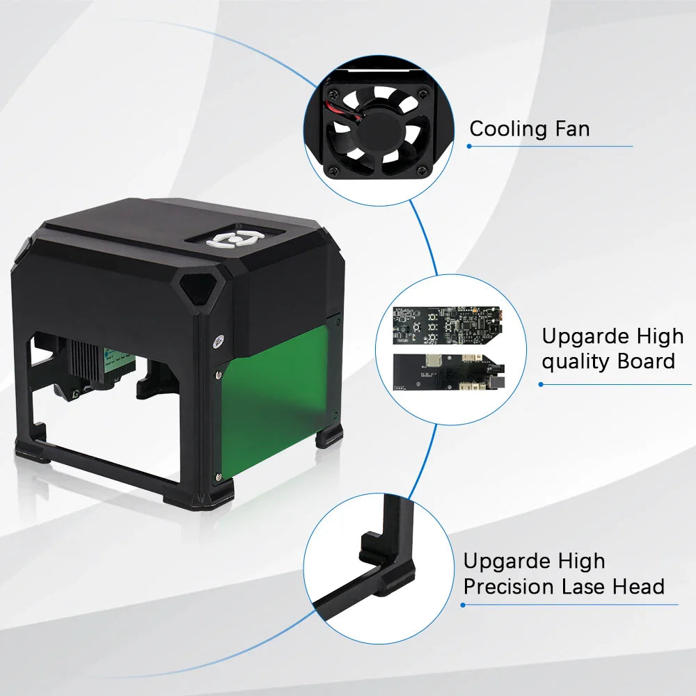 CNC K4 Mini Laser Engraver – 3000mW Bluetooth Engraving Machine for Wood, Leather, MDF & Paper