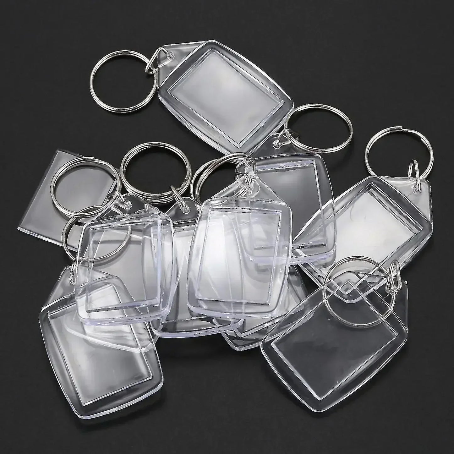 Clear Acrylic Photo Frame Keychains – Blank Rectangle Keyrings for Double-Sided Photos, DIY Supplies (5-100PCS)