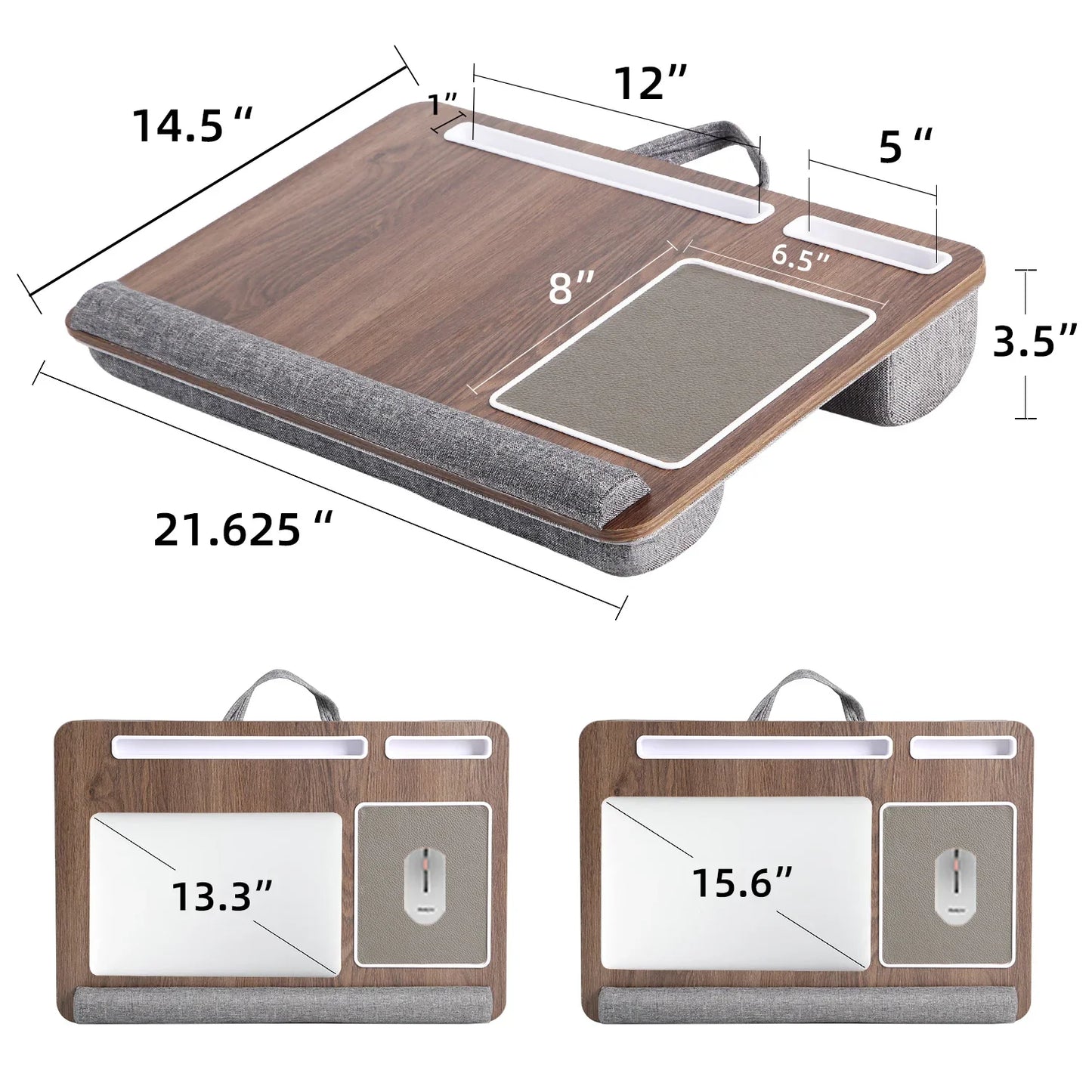 Multi-Purpose Laptop Desk with Adjustable Legs – Portable Bed & Sofa Table with Double Groove, Anti-Slip Bar & Embedded Mouse Pad