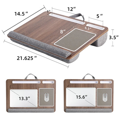 Multi-Purpose Laptop Desk with Adjustable Legs – Portable Bed & Sofa Table with Double Groove, Anti-Slip Bar & Embedded Mouse Pad
