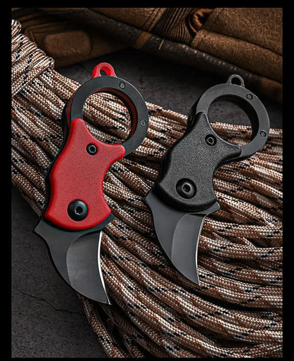 Mini Keychain Pocket Knife – Stainless Steel Camping EDC Tool with Fixed Blade, Peeler, and Portable Chain
