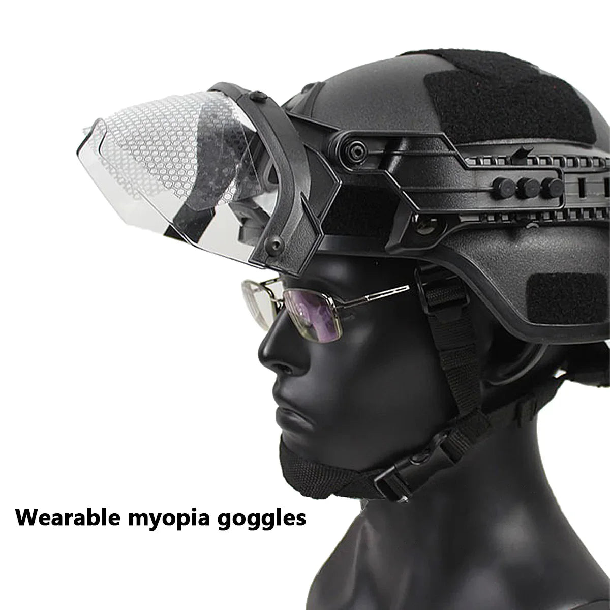 Tactical FAST Helmet Half Face Mask with Flip Goggles – Airsoft, Paintball, and Hunting Gear Accessories