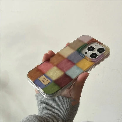Cute Dopamine Color Block Plaid Clear Case – Checkered Soft Cover for iPhone 16, 15, 14, 13, 12, 11, Pro Max, XS, XR, SE, 7, 8 Plus