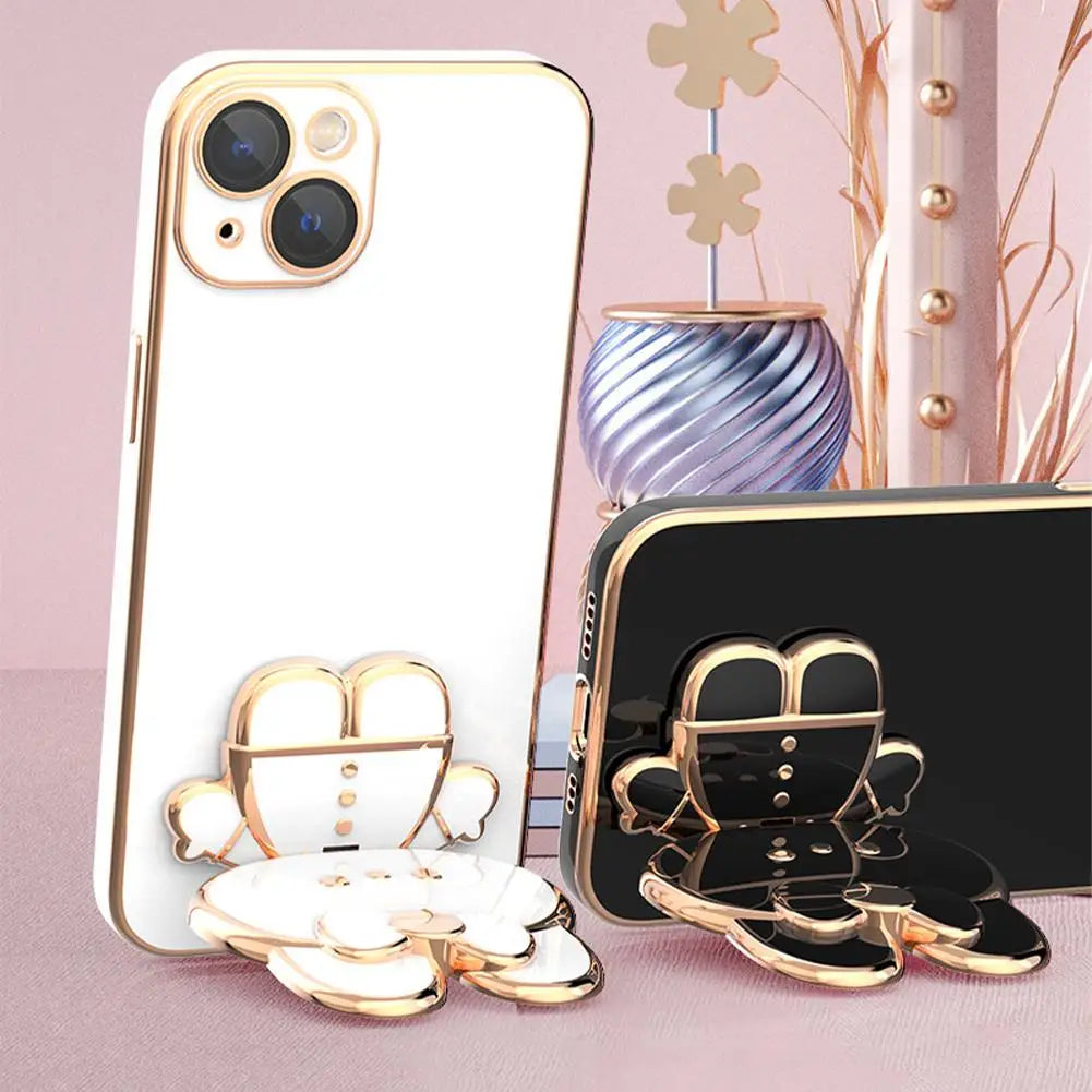 Universal Cat Mobile Phone Holder – 2-in-1 Metal Cell Phone Stand with Finger Grip & Makeup Mirror